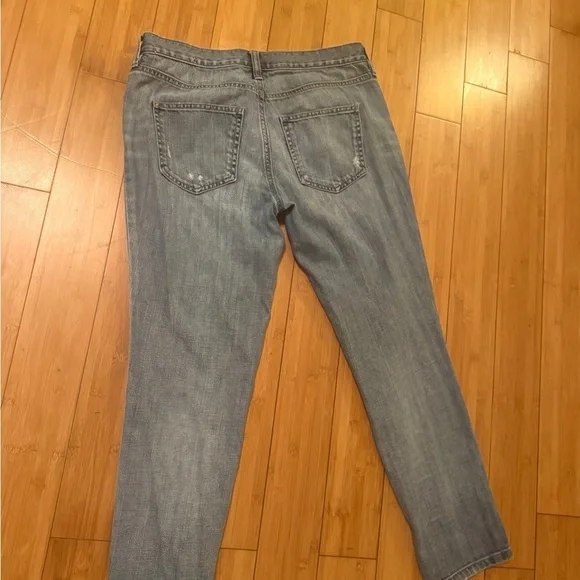 LOFT Light Blue Distressed Button Fly Boyfriend Jeans - Picture 6 of 12